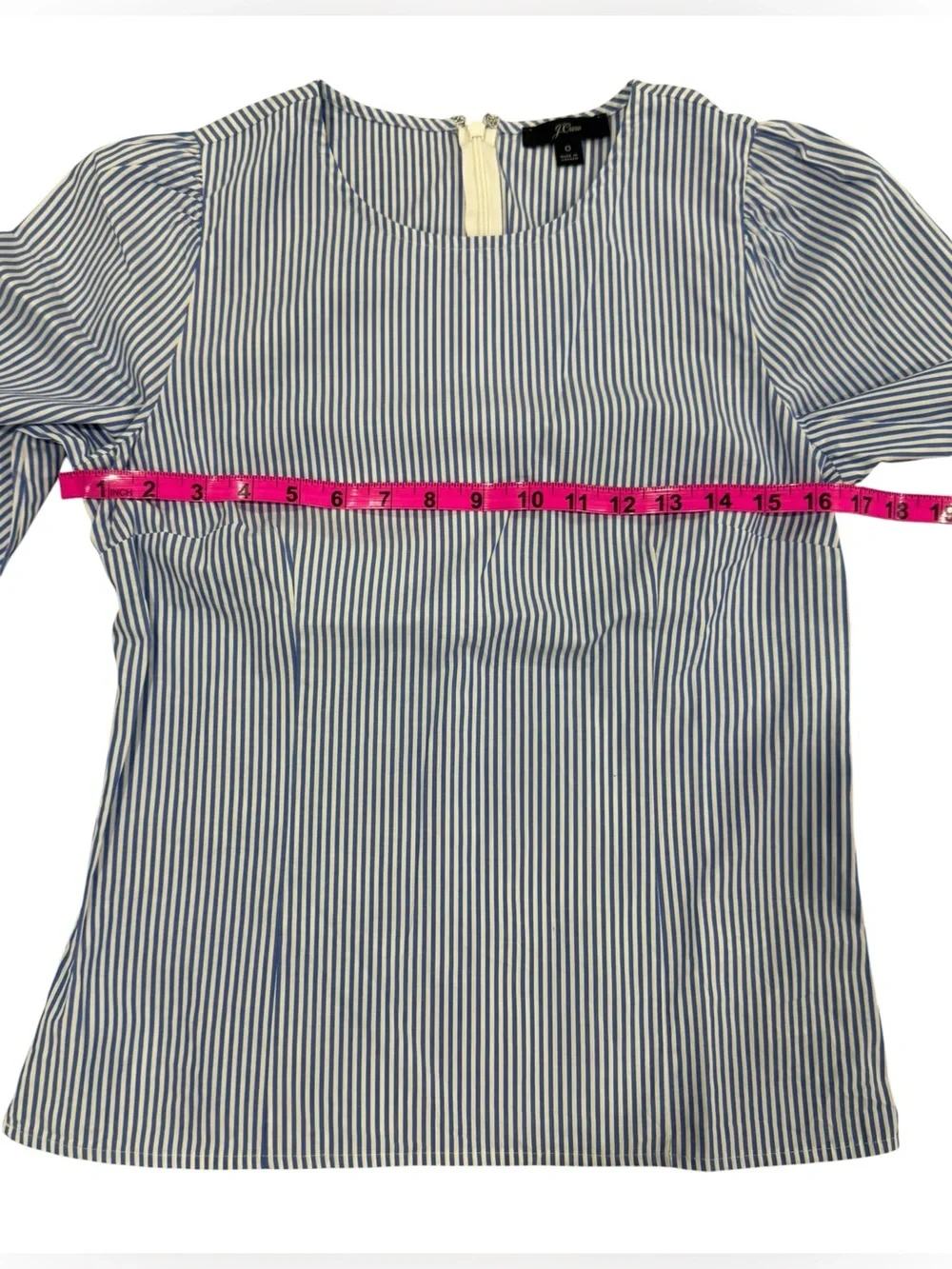 J.Crew Blue White Striped Puff Sleeve Cotton Blouse Top Size 0